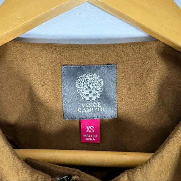 Vince Camuto Brown Faux Suede Cropped Zip Jacket Women's Size XS - Picture 4 of 10